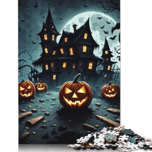 Halloween Schloss 1000 Teile Puzzle für Erwachsene, Halloween-Geschenk für Erwachsene, einzigartige Puzzles für Heimdekoration und Geschenke, 1000 Teile (75x50cm) von QASEYIPV