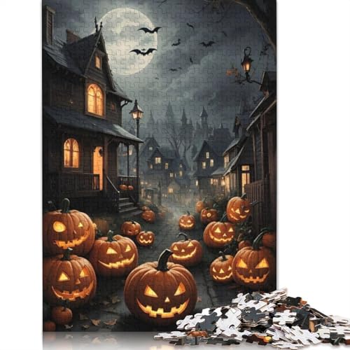 Halloween Schloss Holzpuzzle 1000 Teile für Erwachsene Lernspiel Herausforderung Spielzeug Weihnachtsgeschenke 1000 Teile (75x50cm) von QASEYIPV