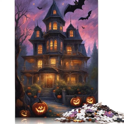 Halloween Schloss Puzzle, 1000 Teile, Holzpuzzle für Erwachsene und Jugendliche, Familienspiel, Weihnachtsgeschenke, 1000 Teile (75x50cm) von QASEYIPV