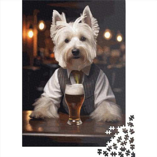 Highland Terrier 1000 Teile Puzzle für Erwachsene Holzpuzzle Lernspiele für Kinder 1000 Teile (38x26cm) von QASEYIPV