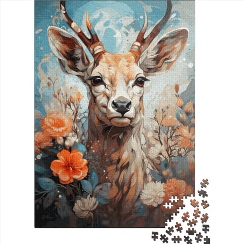 Hirschpuzzle, 1000 Teile, kreatives quadratisches Holzpuzzle für Erwachsene, Lernspiel für Erwachsene, 1000 Teile (38 x 26 cm) von QASEYIPV