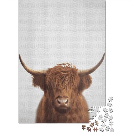 Hochland-Kuh-Puzzle, 1000 Teile, bunt, für Erwachsene, aus Holz, Lernspiele für Kinder, 1000 Teile (38 x 26 cm) von QASEYIPV