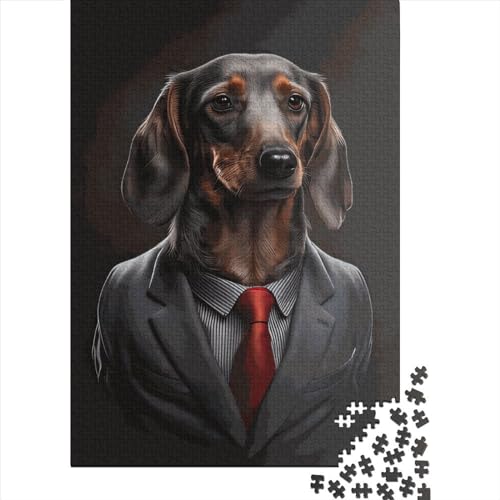 Holzpuzzle, 1000 Teile, Dackel, ideal für Familienaktivitäten, 1000 Teile (38 x 26 cm) von QASEYIPV