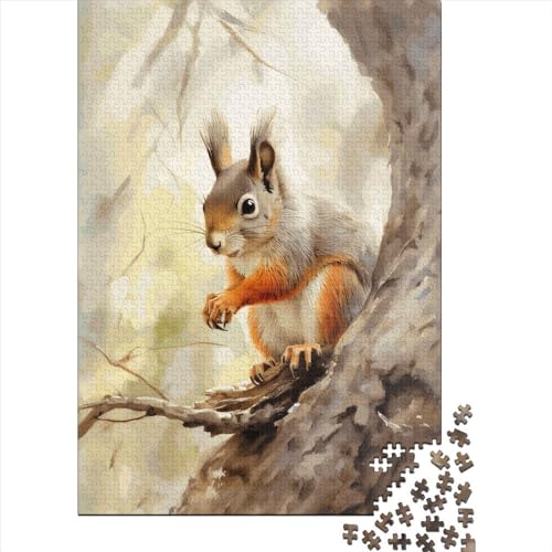 Holzpuzzle, 1000 Teile, Eichhörnchen, Aquarell, ideal für Familienaktivitäten, 75 x 50 cm Holzpuzzle, 1000 Teile, Eichhörnchen, Aquarell, ideal für Familienaktivitäten, 75 x 50 cm von QASEYIPV