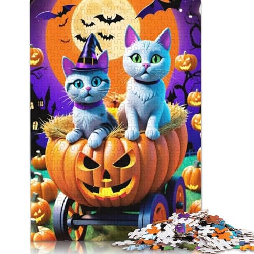 Holzpuzzle, 1000 Teile, Halloween-Katze, für Erwachsene und Jugendliche, ab 12 Jahren, 1000 Teile (75 x 50 cm). von QASEYIPV