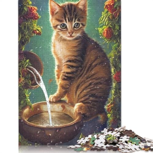 Holzpuzzle, 1000 Teile, Katze und Tiere, für Erwachsene, Lernspiel, 1000 Teile (75 x 50 cm) von QASEYIPV