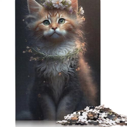 Holzpuzzle, 1000 Teile, Katze und Tiere, für Erwachsene und Jugendliche ab 12 Jahren, 1000 Teile (75 x 50 cm). von QASEYIPV