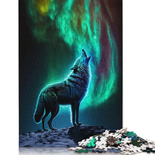 Holzpuzzle, 1000 Teile, Wolfsmotiv, für Erwachsene, 1000 Teile (75 x 50 cm) von QASEYIPV
