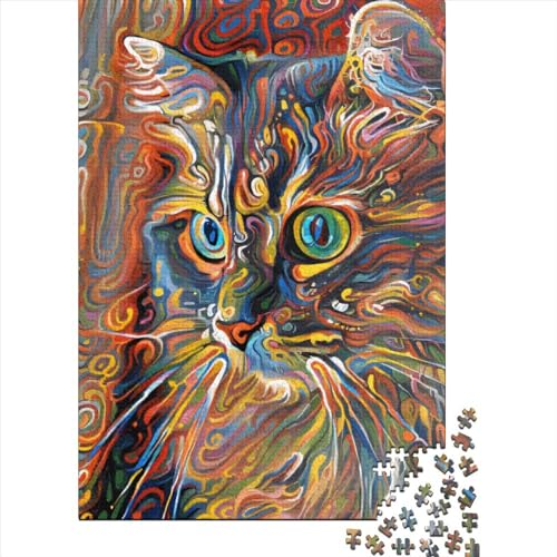 Holzpuzzle, 1000 Teile, abstrakte Katze, Lernspielzeug, 1000 Teile (75 x 50 cm) von QASEYIPV