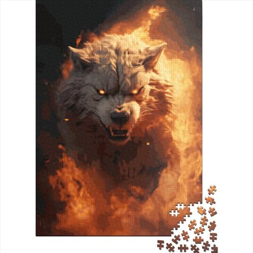 Holzpuzzle, 1000 Teile, böser Wolf und Feuer, für Erwachsene, Lernspiele für Kinder (38 x 26 cm) von QASEYIPV