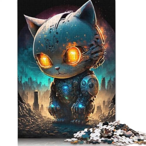 Holzpuzzle, 1000 Teile, mechanische Katze, für Erwachsene und Jugendliche ab 12 Jahren, 1000 Teile (75 x 50 cm). von QASEYIPV