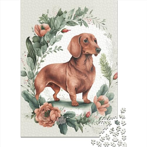 Holzpuzzle, 1000 Teile, mit Porträt von Dackel, ideal für Familienaktivitäten, 75 x 50 cm Holzpuzzle, 1000 Teile, mit Porträt von Dackel, ideal für Familienaktivitäten, 75 x 50 cm von QASEYIPV