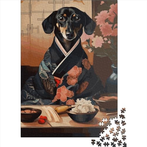Holzpuzzle, 1000 Teile für Erwachsene, Dackel, quadratisch, für Kinder, Familienspiele, 1000 Teile (38 x 26 cm) von QASEYIPV