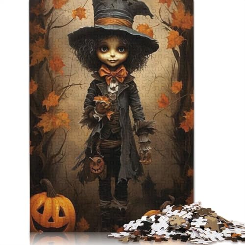 Holzpuzzle, 1000 Teile für Erwachsene, Halloween-Hexe, ideal für nachhaltige Puzzlespiele, 1000 Teile (75 x 50 cm) von QASEYIPV