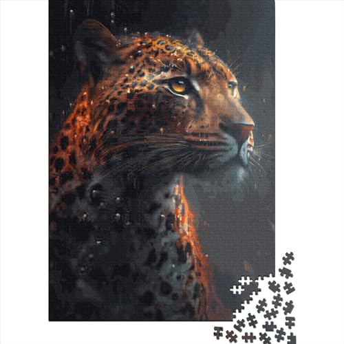 Holzpuzzle, 1000 Teile für Erwachsene, Leopardenmuster und Regen, ideal für Familienspiele, 75 x 50 cm Holzpuzzle, 1000 Teile für Erwachsene, Leopardenmuster und Regen, ideal für Familienspiele, 75 x 50 cm von QASEYIPV