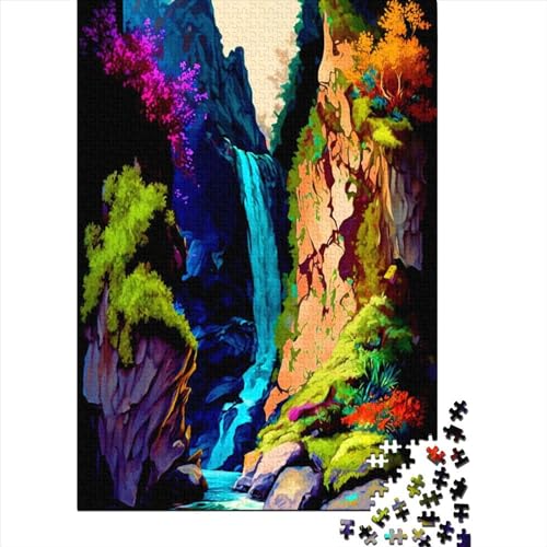 Holzpuzzle 1000 Teile Anime-Landschaft für Erwachsene, Weihnachtsgeschenke, Lernspiel, Herausforderung, Spielzeug, 1000 Teile (75x50cm) von QASEYIPV