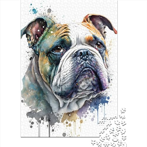 Holzpuzzle 1000 Teile Französische Bulldogge Holzpuzzle für Erwachsene und Jugendliche ab 12 Jahren Weihnachtsgeschenke 1000 Teile (75x50cm) von QASEYIPV