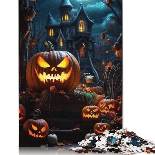 Holzpuzzle 1000 Teile Halloween Kürbis Erwachsene Weihnachtsgeschenke Lernspiel Herausforderung Spielzeug 1000 Teile (75x50cm) von QASEYIPV