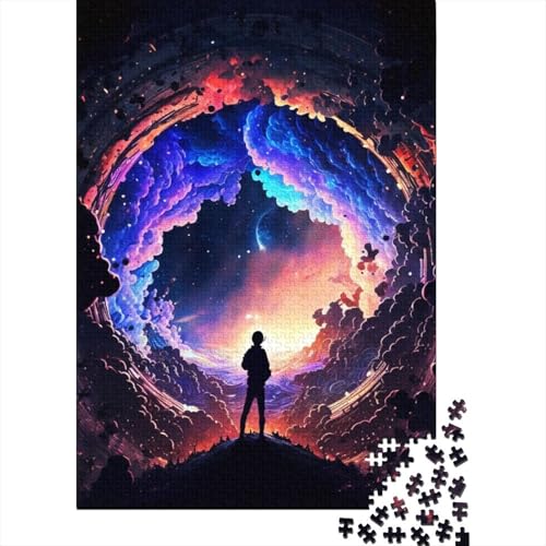 Holzpuzzle 1000 Teile The Universe Paint für Erwachsene, Weihnachtsgeschenke, Lernspiel, Herausforderung, Spielzeug, 1000 Teile (75x50cm) von QASEYIPV