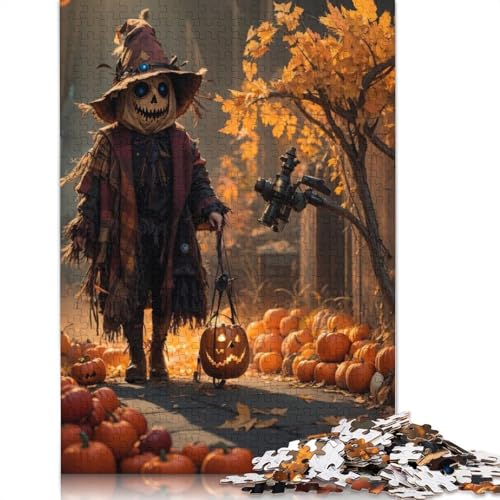 Holzpuzzle 1000 Teile für Erwachsene, Vogelscheuche, Halloween, Weihnachtsgeschenke, Lernspiel, Herausforderung, Spielzeug, 1000 Teile (75 x 50 cm) von QASEYIPV
