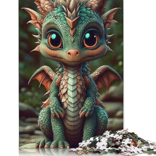 Holzpuzzle 1000 Teile für Erwachsene, niedliche Drachen, schwer zu machen, Geschenke für Heiligabend, 1000 Teile (75 x 50 cm) von QASEYIPV