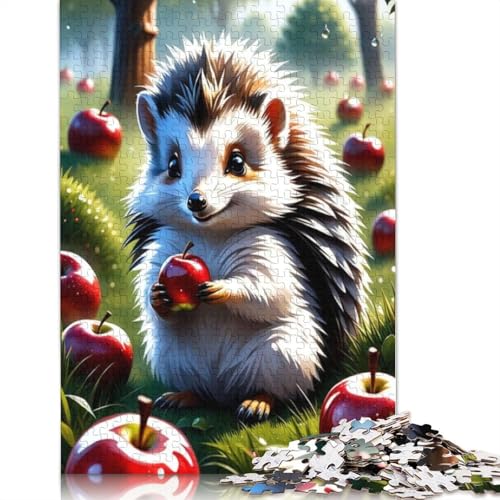 Holzpuzzle 1000 Teile für Erwachsene, niedlicher Igel, Weihnachtsgeschenk, 1000 Teile (75 x 50 cm) von QASEYIPV