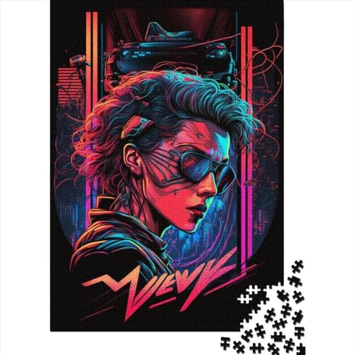 Holzpuzzle 1000 Teile mit Neonrobotern, Holzpuzzle für Erwachsene und Jugendliche ab 12 Jahren, Weihnachtsgeschenke, 1000 Teile (75x50cm) von QASEYIPV