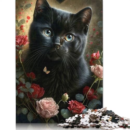 Holzpuzzle Art Cat 1000 Teile für Erwachsene, Lernspiel, Spielzeug, Geschenk für Heiligabend, 1000 Teile (75 x 50 cm) von QASEYIPV