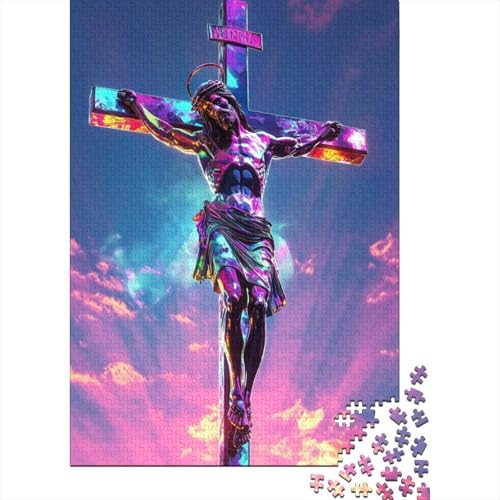 Holzpuzzle Art Christian Jesus 1000 Teile für Erwachsene und Kinder Stressabbau 1000 Teile (75x50cm) von QASEYIPV