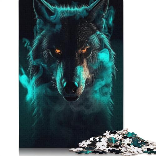 Holzpuzzle Art Wolf 1000 Teile für Erwachsene, Lernspiel, Spielzeug, Geschenk für Heiligabend, 1000 Teile (75 x 50 cm) von QASEYIPV