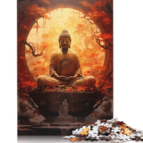 Holzpuzzle Buddha Art 1000 Teile für Erwachsene Puzzle Weihnachtsgeschenke Lernspiel Herausforderung Spielzeug 1000 Teile (75x50cm) von QASEYIPV
