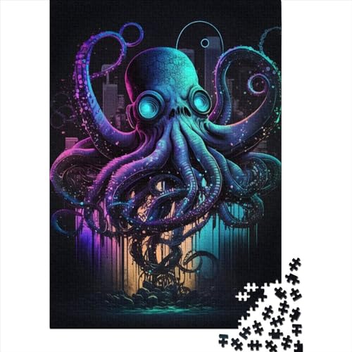 Holzpuzzle Octopus 1000 Teile für Erwachsene Puzzle Weihnachtsgeschenke Lernspiel Herausforderung Spielzeug 1000 Teile (75x50cm) von QASEYIPV