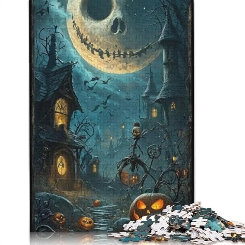 Holzpuzzle für Erwachsene, 1000 Teile, Halloween-Schloss, Lernspiel, Herausforderungsspielzeug, 1000 Teile (75 x 50 cm) von QASEYIPV