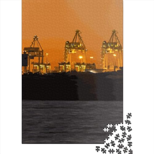 Holzpuzzle für Erwachsene, 1000 Teile, Kräne in der Bucht, Lernspielzeug, Anti-Stress-Spielzeug (38 x 26 cm) von QASEYIPV