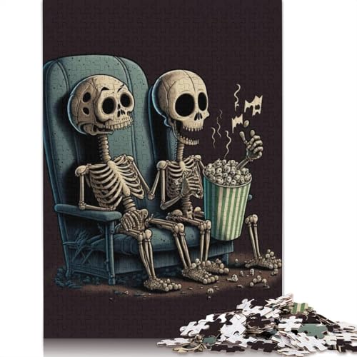 Holzpuzzle für Erwachsene, 1000 Teile, künstlerischer Totenkopf, Halloween-Puzzle, 1000 Teile, 75 x 50 cm von QASEYIPV