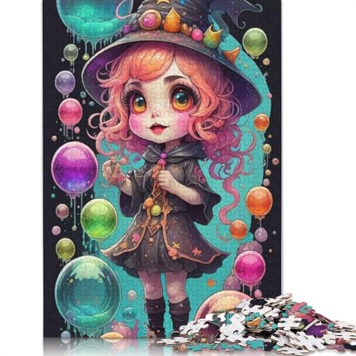 Holzpuzzle für Erwachsene, Hexe, Halloween, Teenager, Geschenke, Heimdekoration, Puzzle, 1000 Teile (75 x 50 cm) von QASEYIPV