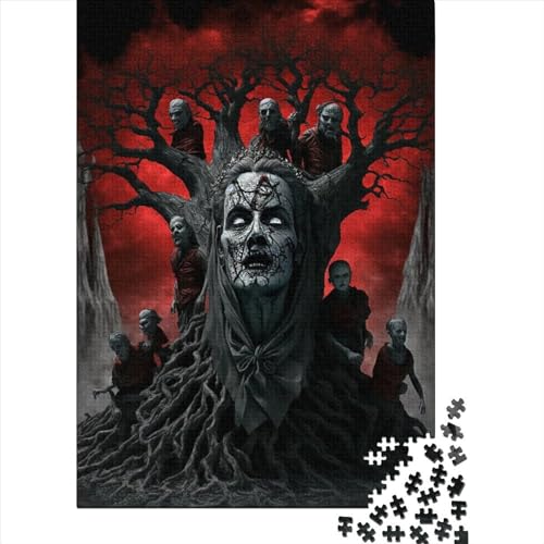 Holzpuzzle mit 1000 Teilen des verfluchten Baums für Erwachsene, Lernspiel für Jugendliche (75 x 50 cm) von QASEYIPV