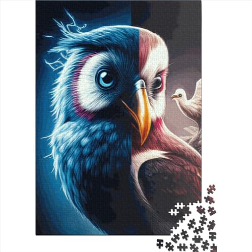 Holzpuzzle mit 1000 Teilen für Erwachsene, quadratisch, Eulen-Puzzle für Kinder, Familienspiele, 1000 Teile (38 x 26 cm) von QASEYIPV