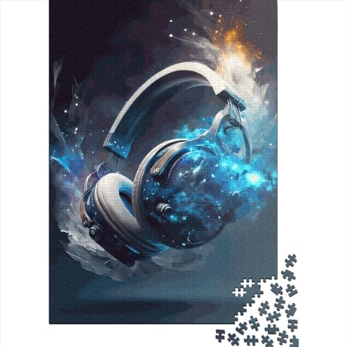 Holzpuzzle mit 1000 Teilen für Erwachsene, quadratisches Puzzle mit Kopfhörern für Kinder, Familienspiele, 1000 Teile (38 x 26 cm) von QASEYIPV