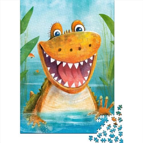 Holzpuzzle mit 1000 lustigen Krokodilteilen für Erwachsene, 1000 Teile (75 x 50 cm) von QASEYIPV