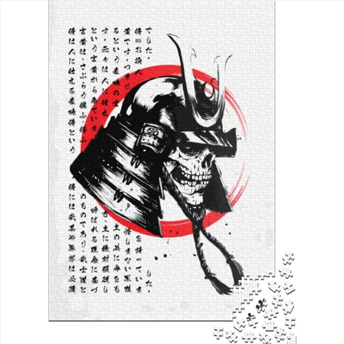 Holzpuzzle mit Samurai-Kopf, 1000 Teile, für Erwachsene, pädagogisches Anti-Stress-Spielzeug, 1000 Teile (38 x 26 cm) von QASEYIPV