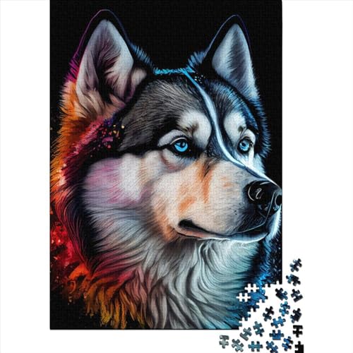 Husky 1000 Teile Bunte Puzzles für Erwachsene, Halloween-Geschenk, Puzzle, Lernspielzeug, 1000 Teile (75 x 50 cm) von QASEYIPV