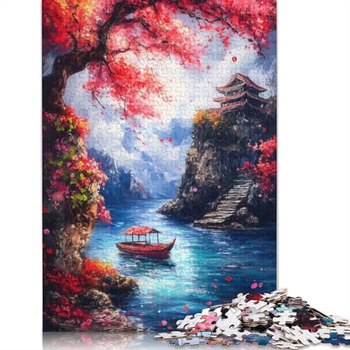 Japanische Pagodenlandschaft, 1000-teiliges Puzzle für Erwachsene, Spielzeug, Denkspiel, Lernspiel für Erwachsene, Stressabbau, Heimdekoration (75 x 50 cm) von QASEYIPV