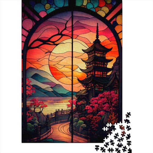 Japanisches buntes Glas 1000 Teile Holzpuzzle für Erwachsene Puzzle Weihnachtsgeschenke Lernspiel Herausforderung Spielzeug 1000 Teile (75x50cm) von QASEYIPV