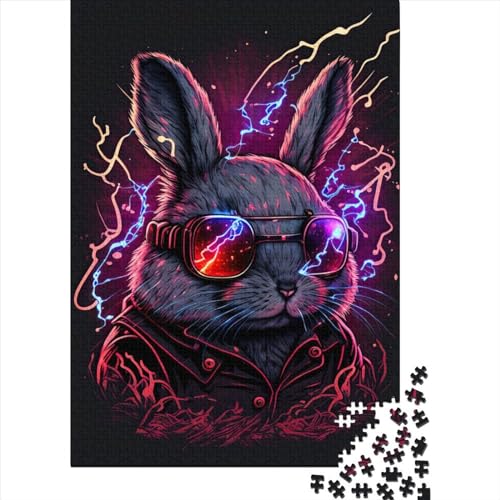 Kaninchen Neon Puzzle für Erwachsene, 1000 Teile, Puzzle für Erwachsene und Jugendliche ab 12 Jahren, Geschenke für Heiligabend, 1000 Teile (38x26cm) von QASEYIPV