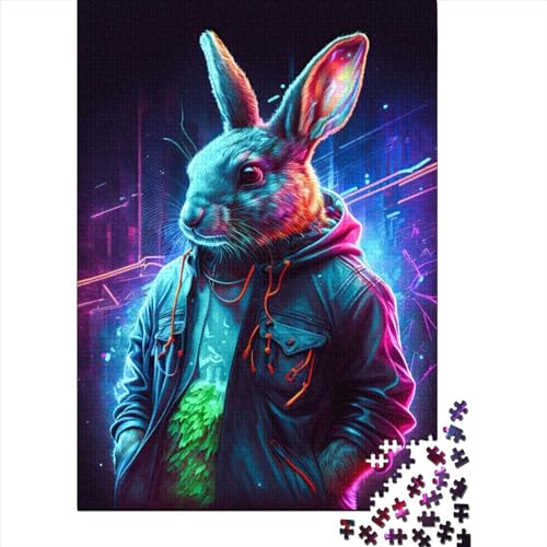 Kaninchen Neon Puzzle für Erwachsene, 1000 Teile Puzzle für Jugendliche ab 12 Jahren, Geschenke für Heiligabend, 1000 Teile (75x50cm) von QASEYIPV