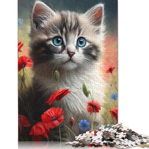 Katzen-Puzzle, 1000 Teile, aus Holz, für Erwachsene und Jugendliche, Familienspiel, Weihnachtsgeschenke, 1000 Teile (75 x 50 cm) von QASEYIPV