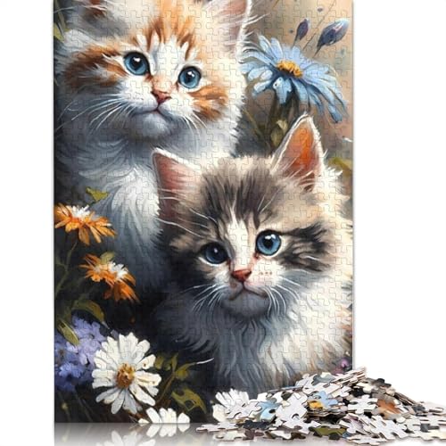 Katzenpuzzle mit Tierkunst, 1000 Teile, für Erwachsene und Jugendliche ab 12 Jahren, Weihnachtsgeschenke, 1000 Teile (38 x 26 cm) von QASEYIPV