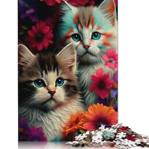 Katzenpuzzle mit Tierkunst für Jugendliche, 1000 Teile, Puzzle für Erwachsene, 1000 Teile (75 x 50 cm) von QASEYIPV