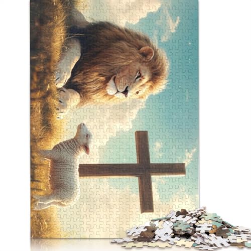 Kinderpuzzle Christlicher Löwe 1000 Teile Holzpuzzle für Erwachsene und Kinder Herausforderung Familie 1000 Teile (75x50cm) von QASEYIPV